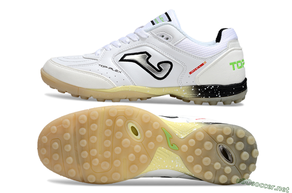 Men's Joma Top Flex TF Football Shoes - White/Silver/Black 1