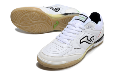 Men's Joma Top Flex IC Football Shoes - White/Silver/Black