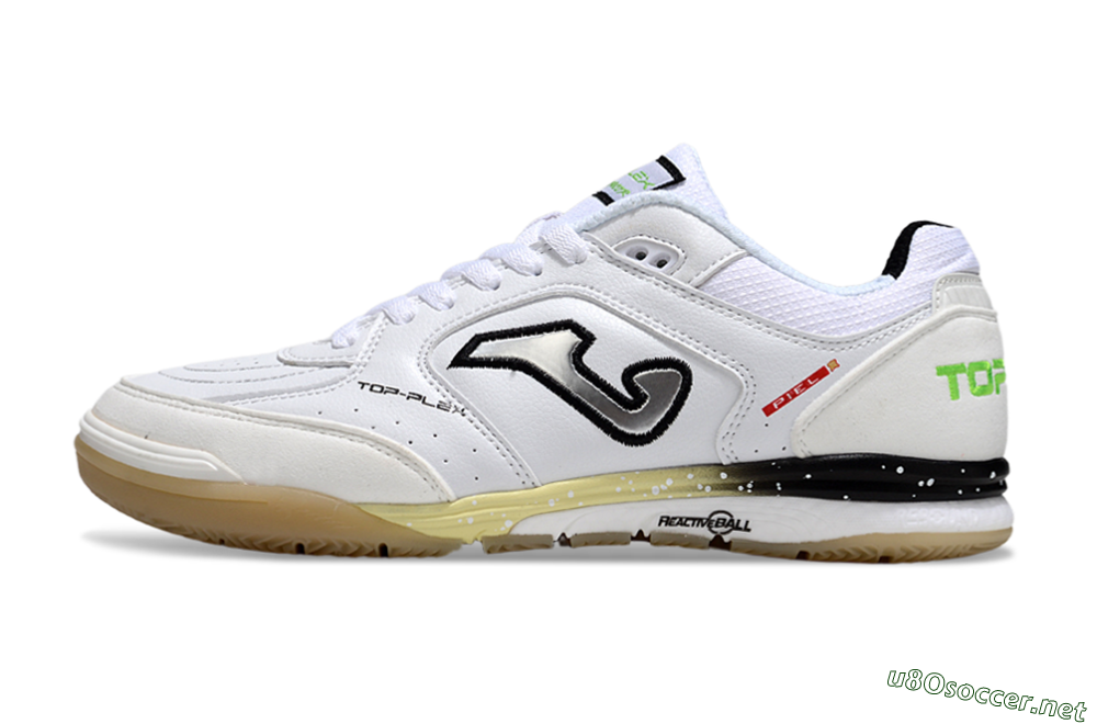 Men's Joma Top Flex IC Football Shoes - White/Silver/Black 0
