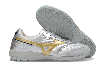 Men's Mizuno Morelia Neo 4 TF Football Shoes - Silver/Gold/Black