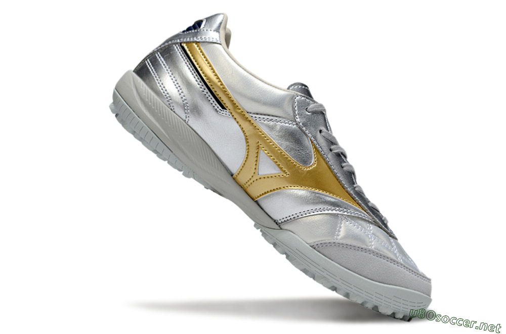 Men's Mizuno Morelia Neo 4 TF Football Shoes - Silver/Gold/Black 4