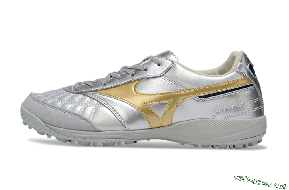 Men's Mizuno Morelia Neo 4 TF Football Shoes - Silver/Gold/Black 0