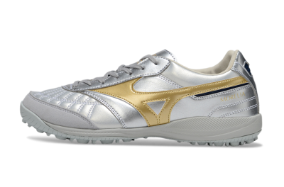 Men's Mizuno Morelia Neo 4 TF Football Shoes - Silver/Gold/Black