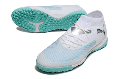 Men's Puma Future 8 Ultimate TF Football Shoes - White/Silver/Blue