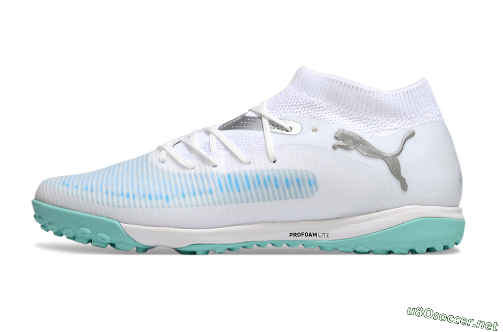 Men's Puma Future 8 Ultimate TF Football Shoes - White/Silver/Blue 0