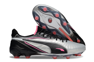 Men's Puma King Ultimate AG Football Boots - Silver/Black/Pink