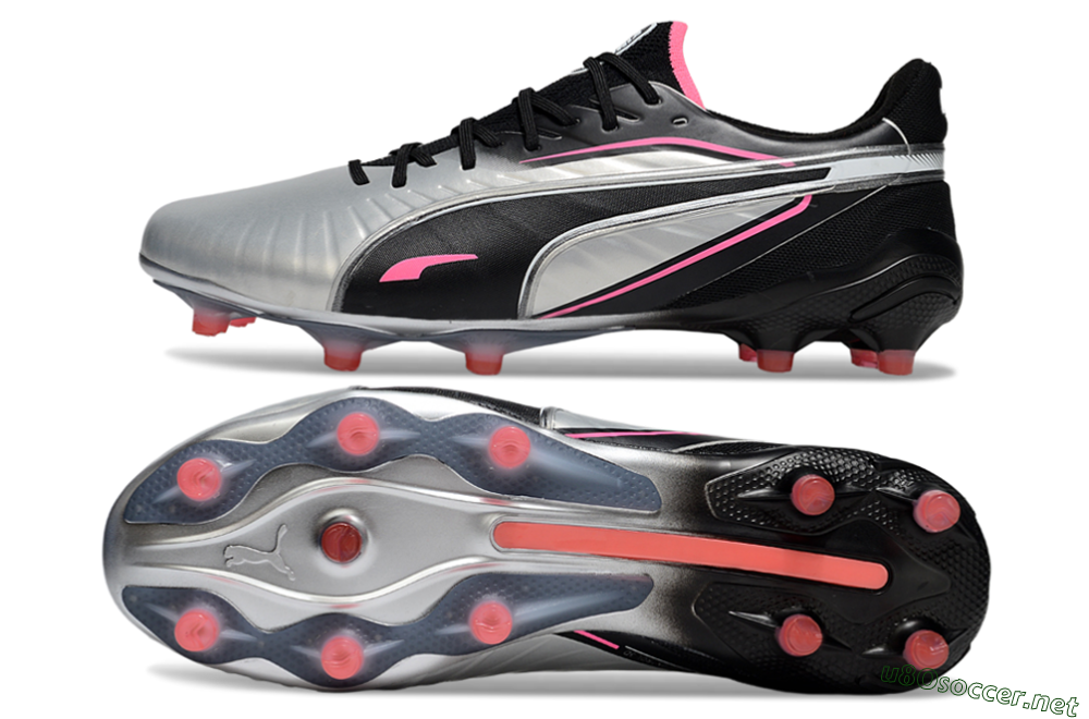 Men's Puma King Ultimate AG Football Boots - Silver/Black/Pink 1