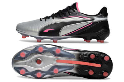 Men's Puma King Ultimate AG Football Boots - Silver/Black/Pink