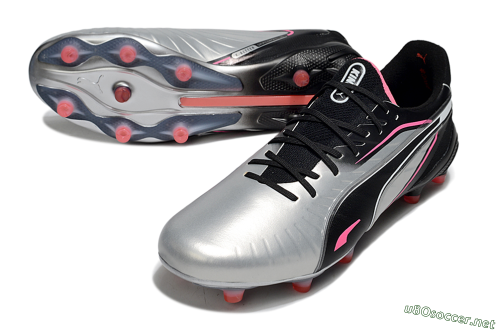 Men's Puma King Ultimate AG Football Boots - Silver/Black/Pink 3