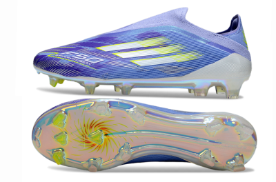 Unisex Adidas F50 Elite Laceless FG Football Boots - Blue/Silver/Gold