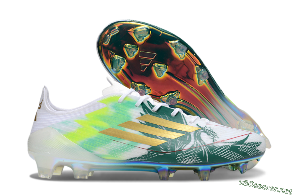 Unisex Adidas F50 Elite FG Football Boots - White/Green/Yellow 2