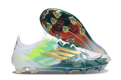 Unisex Adidas F50 Elite FG Football Boots - White/Green/Yellow