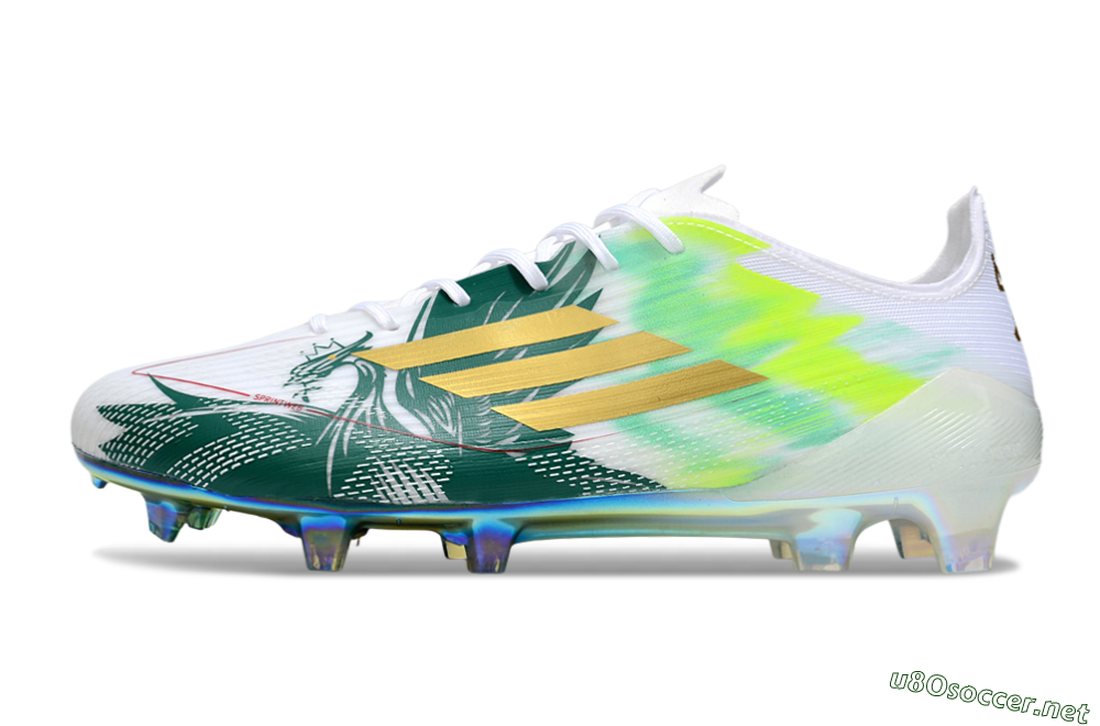 Unisex Adidas F50 Elite FG Football Boots - White/Green/Yellow 0