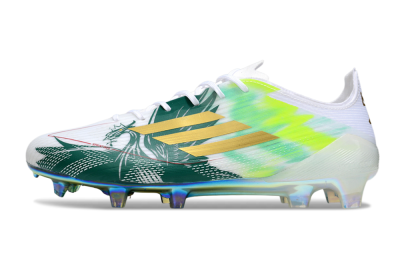Unisex Adidas F50 Elite FG Football Boots - White/Green/Yellow