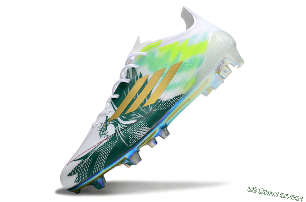 Unisex Adidas F50 Elite FG Football Boots - White/Green/Yellow 5