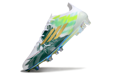 Unisex Adidas F50 Elite FG Football Boots - White/Green/Yellow