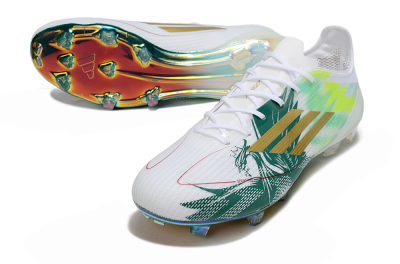Unisex Adidas F50 Elite FG Football Boots - White/Green/Yellow