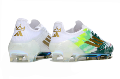 Unisex Adidas F50 Elite FG Football Boots - White/Green/Yellow