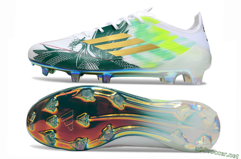 Unisex Adidas F50 Elite FG Football Boots - White/Green/Yellow 1