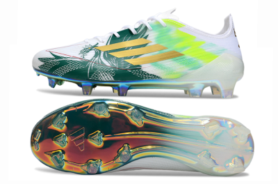 Unisex Adidas F50 Elite FG Football Boots - White/Green/Yellow