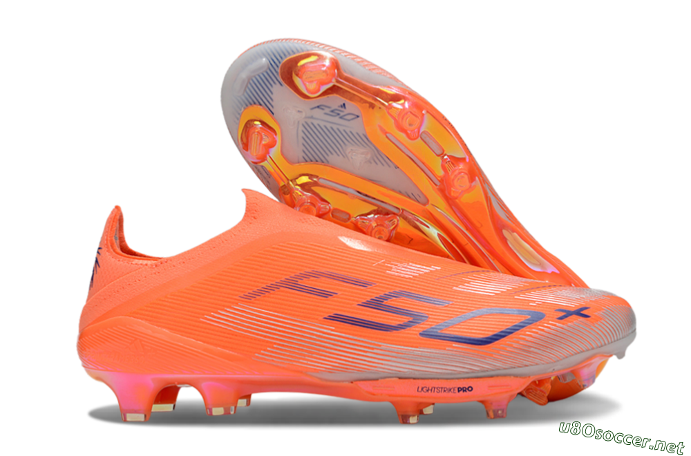 Men's Adidas F50+ Lightstrike Pro Laceless FG Football Boots - Red/Blue/Silver 2