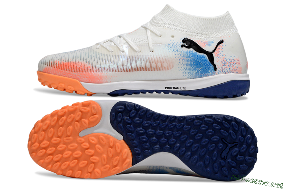 Men's Puma Future 8 Ultimate TF Football Shoes - Whtie/Blue/Red 1