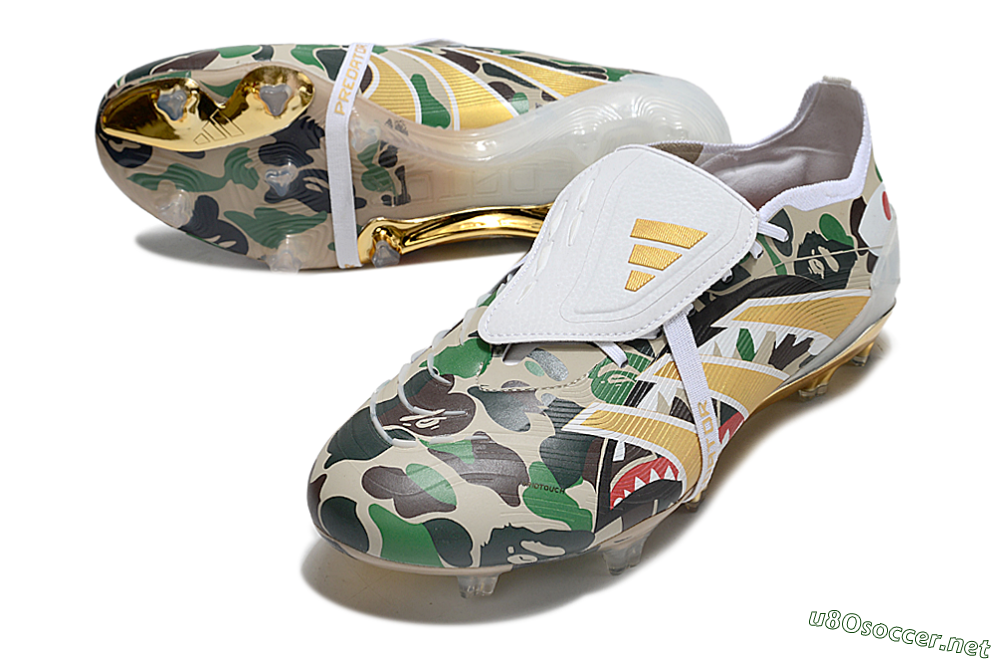 Unisex Adidas Predator 25 Elite Foldover Tongue FG Football Boots - Camo/White/Gold 3