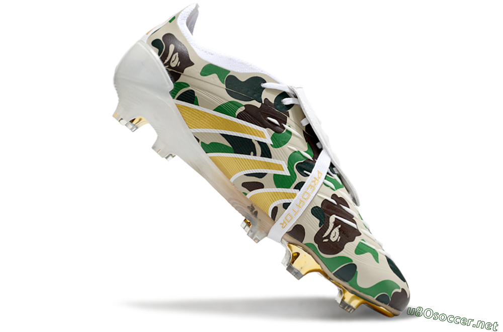 Unisex Adidas Predator 25 Elite Foldover Tongue FG Football Boots - Camo/White/Gold 4