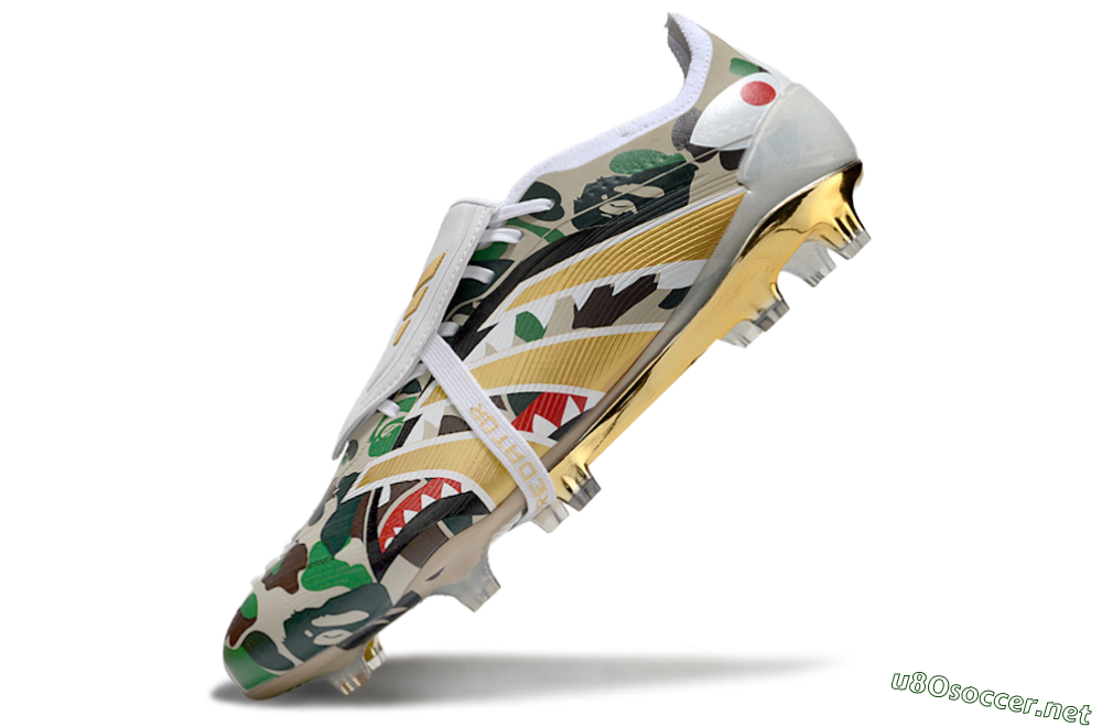 Unisex Adidas Predator 25 Elite Foldover Tongue FG Football Boots - Camo/White/Gold 5