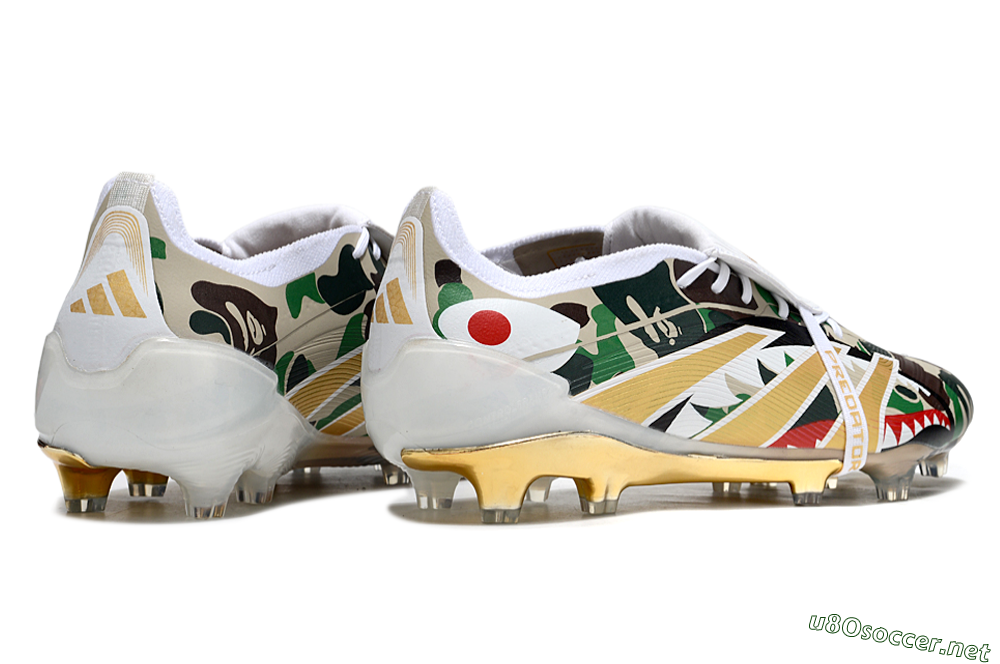 Unisex Adidas Predator 25 Elite Foldover Tongue FG Football Boots - Camo/White/Gold 6