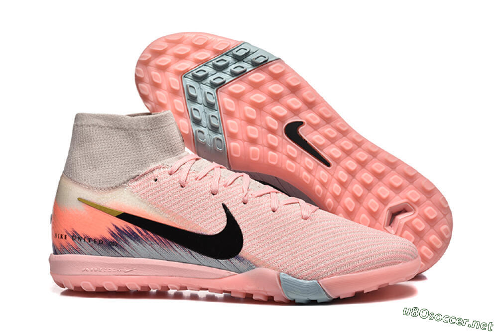 Men's Nike Air Zoom Mercurial Superfly 10 Elite TF Football Shoes - Pink/Black/Gold 2