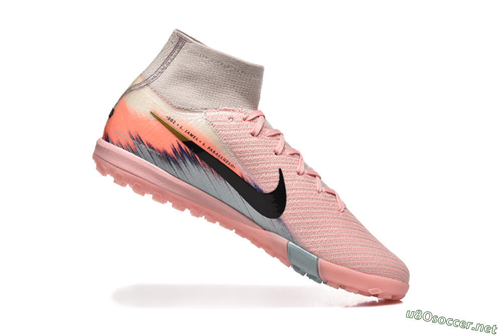 Men's Nike Air Zoom Mercurial Superfly 10 Elite TF Football Shoes - Pink/Black/Gold 7