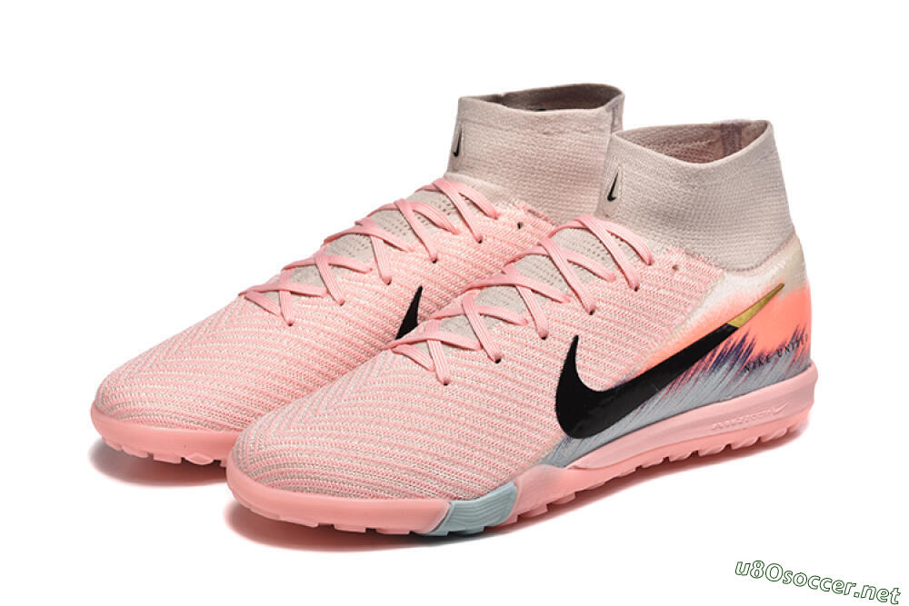 Men's Nike Air Zoom Mercurial Superfly 10 Elite TF Football Shoes - Pink/Black/Gold 5