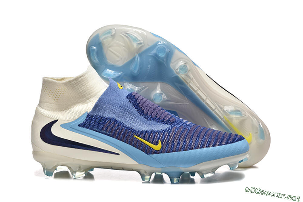 Men's Nike Phantom 6 Elite High FG Football Boots - Blue/Yellow/Black 2