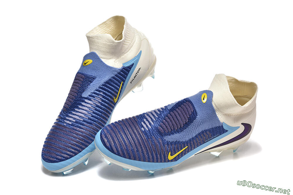 Men's Nike Phantom 6 Elite High FG Football Boots - Blue/Yellow/Black 6