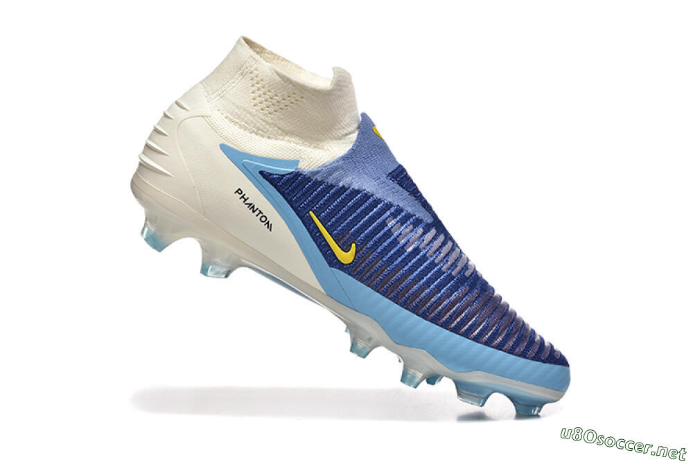 Men's Nike Phantom 6 Elite High FG Football Boots - Blue/Yellow/Black 7