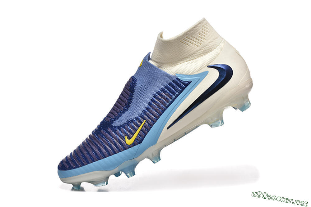 Men's Nike Phantom 6 Elite High FG Football Boots - Blue/Yellow/Black 8