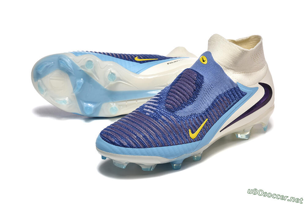 Men's Nike Phantom 6 Elite High FG Football Boots - Blue/Yellow/Black 3