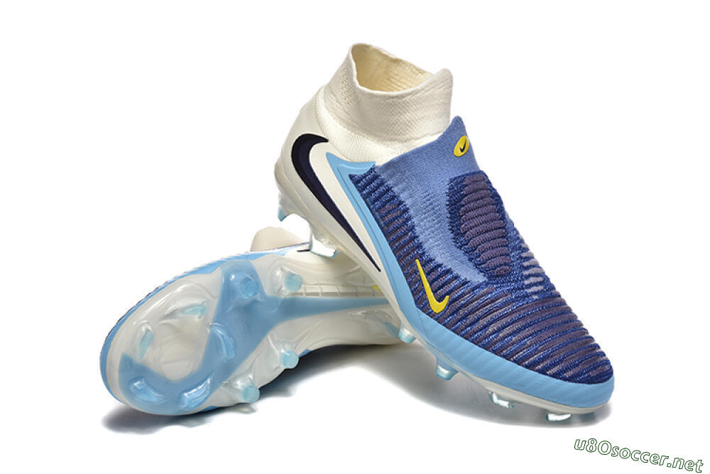 Men's Nike Phantom 6 Elite High FG Football Boots - Blue/Yellow/Black 4