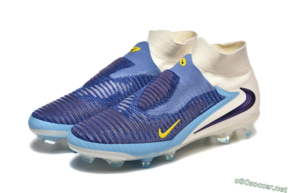 Men's Nike Phantom 6 Elite High FG Football Boots - Blue/Yellow/Black 5