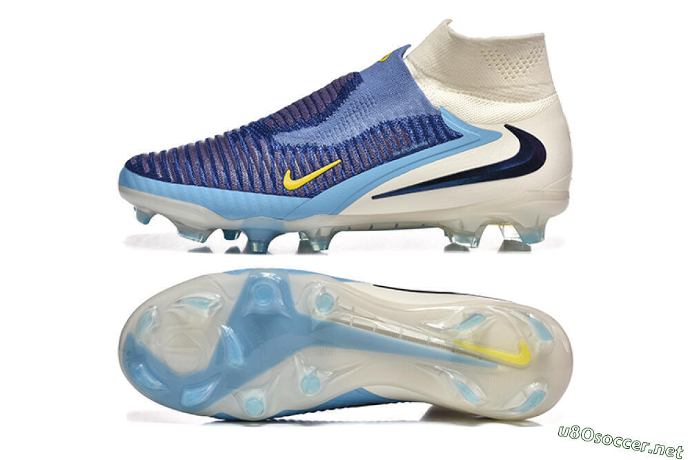 Men's Nike Phantom 6 Elite High FG Football Boots - Blue/Yellow/Black 1
