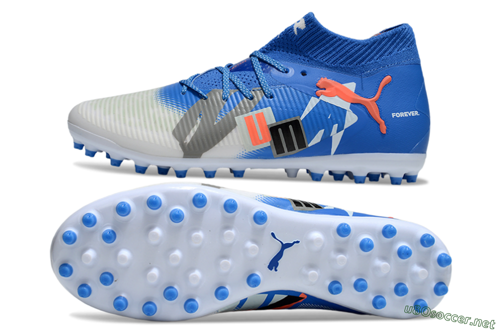 Men's Puma Future 8 Ultimate MG Football Boots - Blue/White/Silver 1