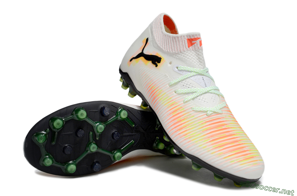 Men's Puma Future 8 Ultimate MG Football Boots - White/Red/Yellow 3