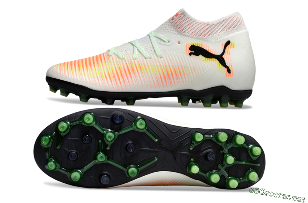 Men's Puma Future 8 Ultimate MG Football Boots - White/Red/Yellow 1