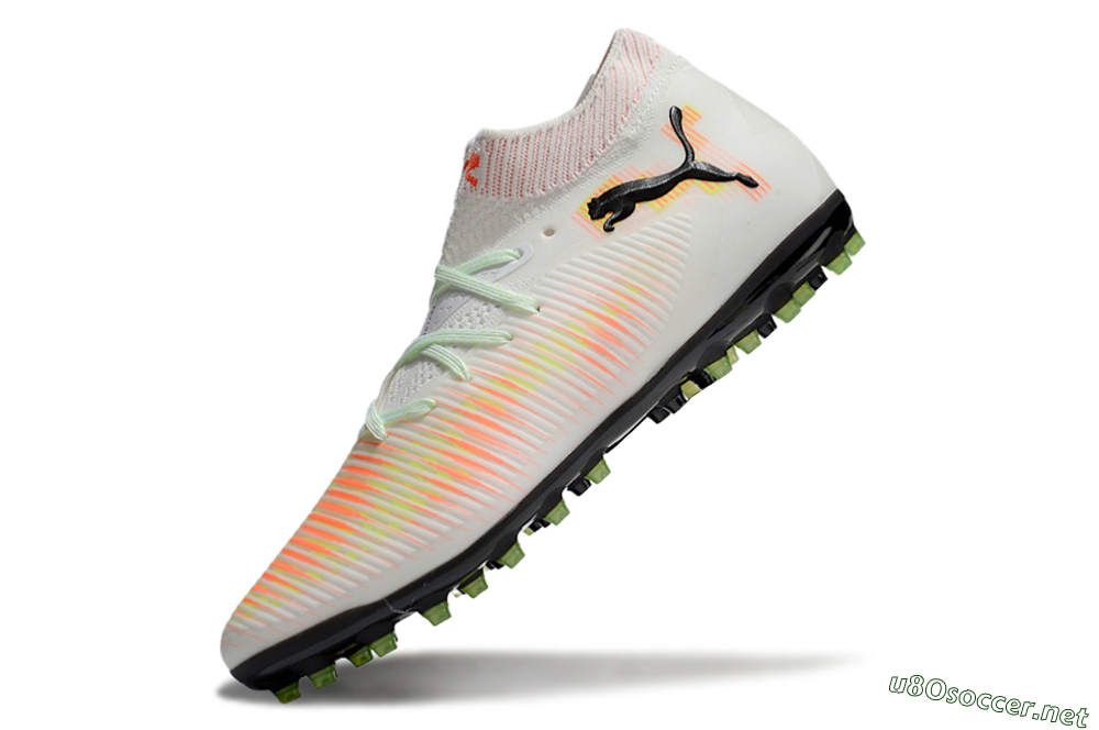 Men's Puma Future 8 Ultimate MG Football Boots - White/Red/Yellow 5