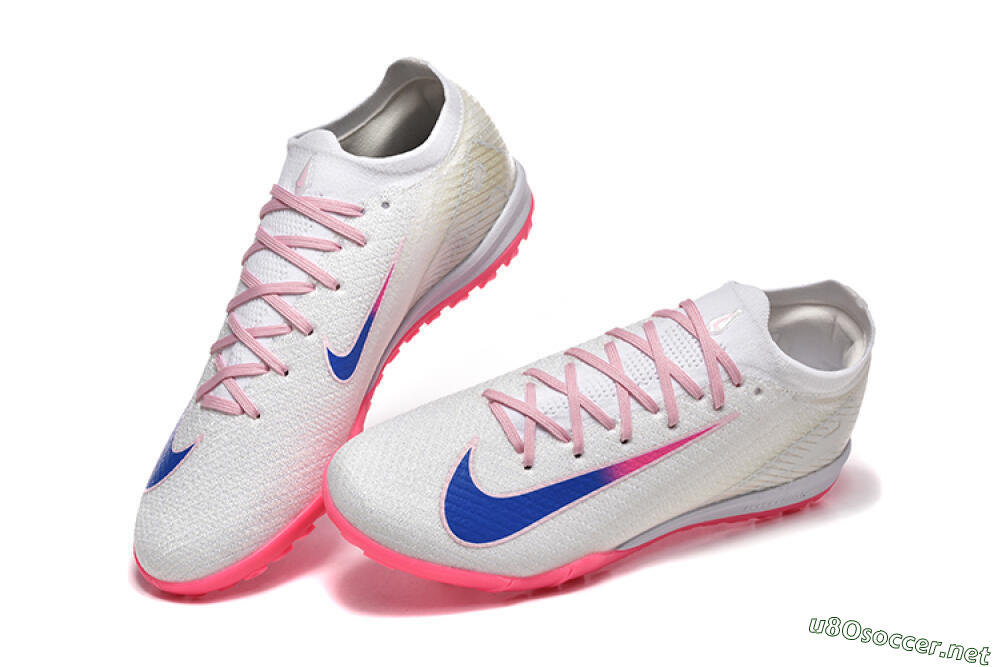 Men's Nike Air Zoom Mercurial Vapor 16 Elite TF Football Shoes - White/Blue/Pink 6