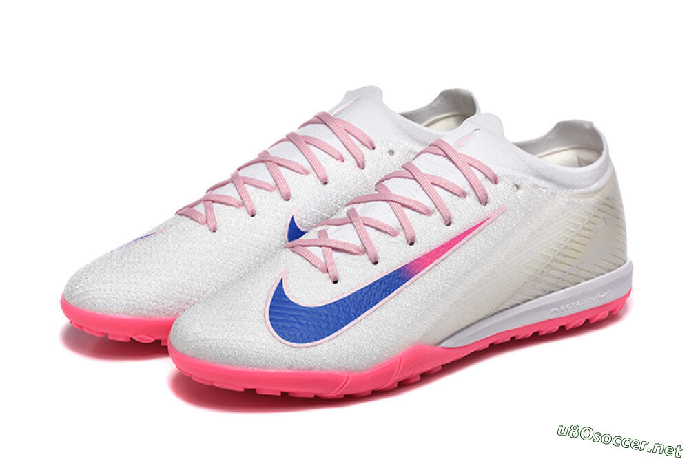 Men's Nike Air Zoom Mercurial Vapor 16 Elite TF Football Shoes - White/Blue/Pink 5