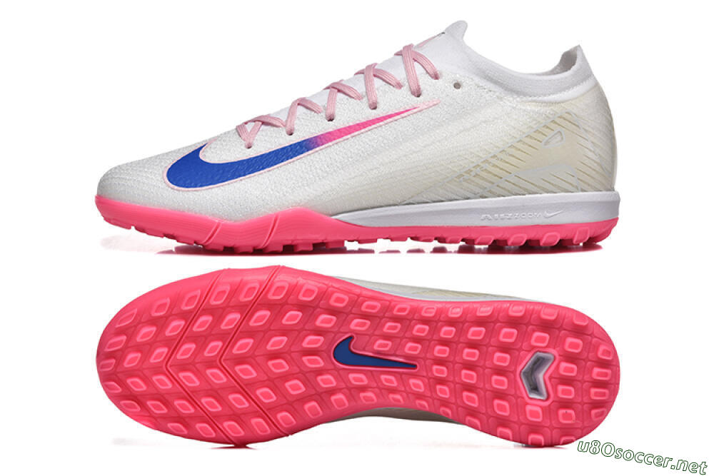Men's Nike Air Zoom Mercurial Vapor 16 Elite TF Football Shoes - White/Blue/Pink 1
