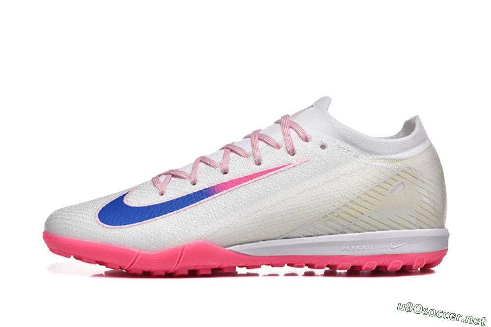 Men's Nike Air Zoom Mercurial Vapor 16 Elite TF Football Shoes - White/Blue/Pink 0