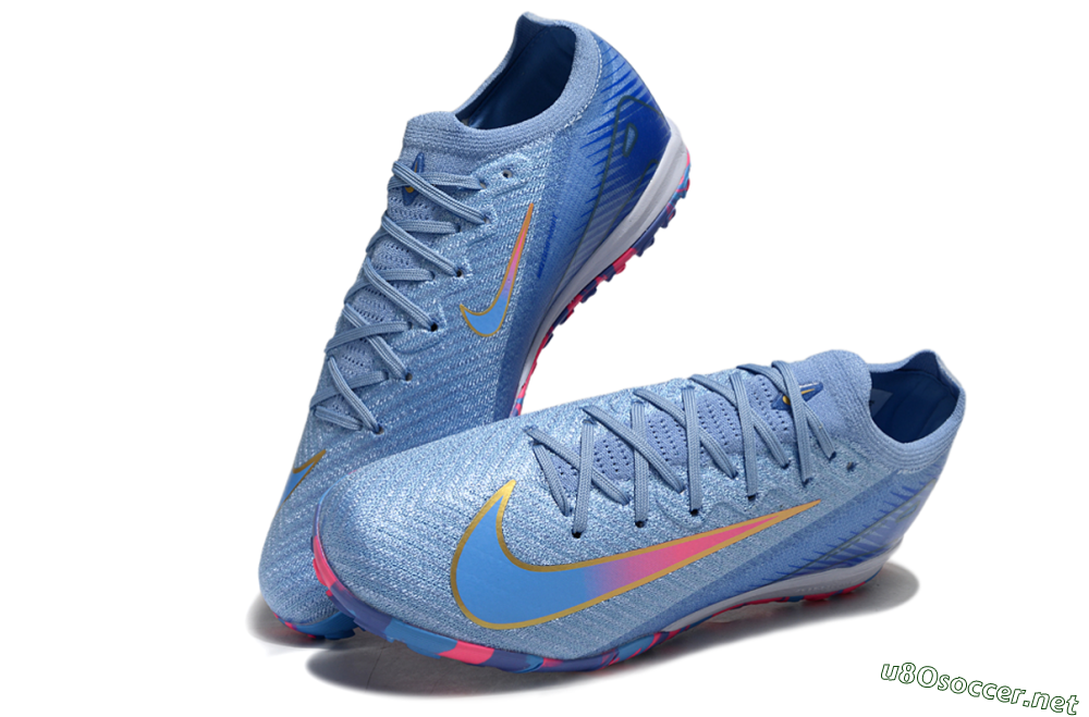 Unisex Nike Air Zoom Mercurial Vapor 16 Elite TF Football Shoes - Blue/Pink/Gold 3